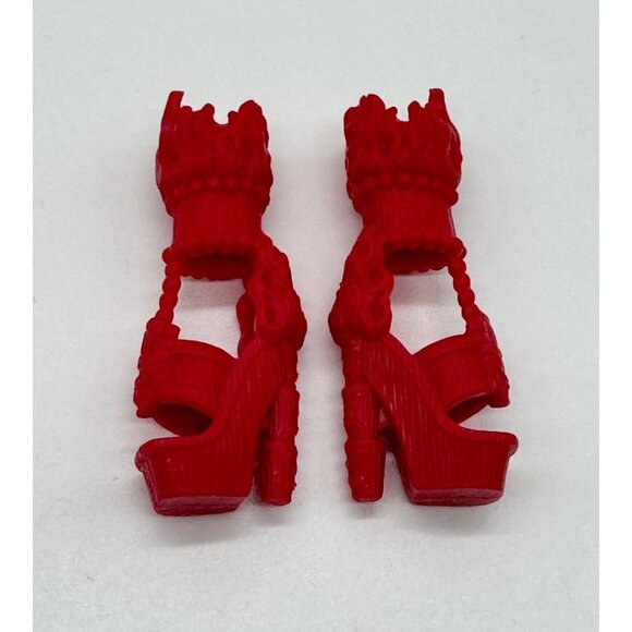 Monster High Doll Jinafire Long Ghouls Getaway Red High Heel Flame Shoes - Picture 3 of 3